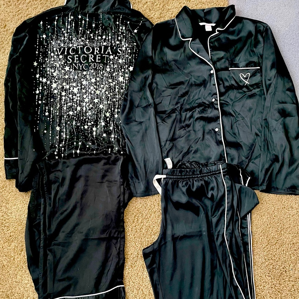 Victorias Secret Satin Pajamas 2 sets Large Bling